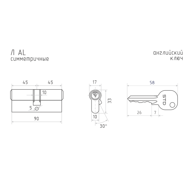 Схема Цилиндр STD Al Л цвет Черный Нора-М