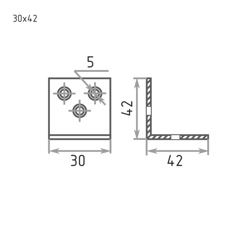 Схема Уголок крепежный 30х42 Ц цвет Цинк Нора-М
