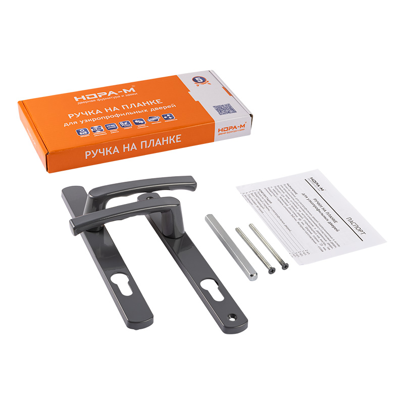 Комплектация и упаковка Ручки для узкопрофильных дверей РПУ 25-85 цвет Антрацит Нора-М
