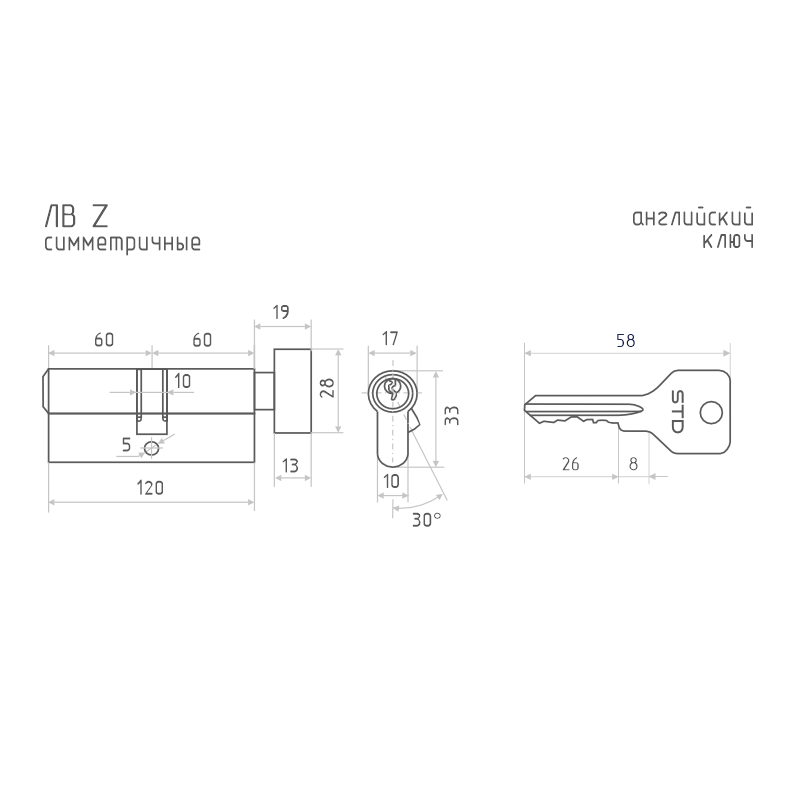 Схема Цилиндр STD Z Л цвет Хром Нора-М