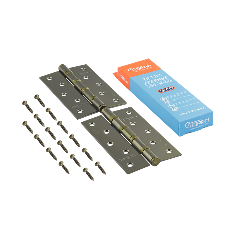 Комплектация и упаковка Петля универсальная 5"-4ВВ STD (125*75*2,5) без колп. цвет Старая бронза Нора-М