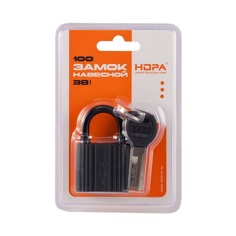 Комплектация и упаковка Замок навесной ЗН-100 цвет Черный Нора-М