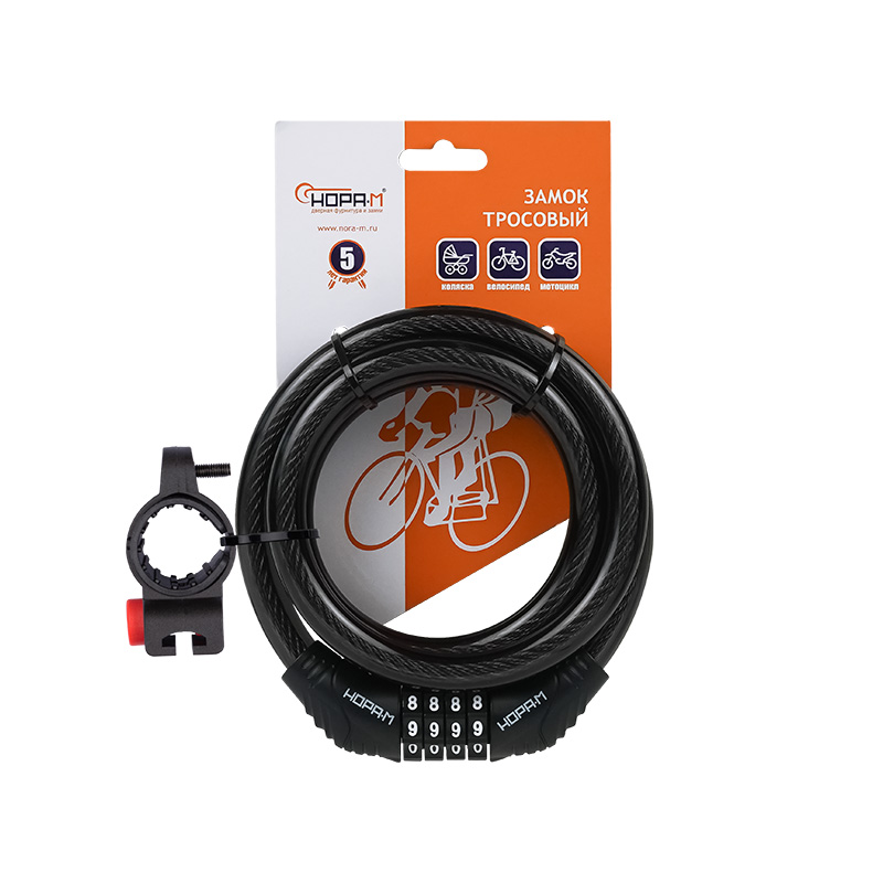 Комплектация и упаковка Велосипедный замок №21 с креплением на раму цвет Черный Нора-М