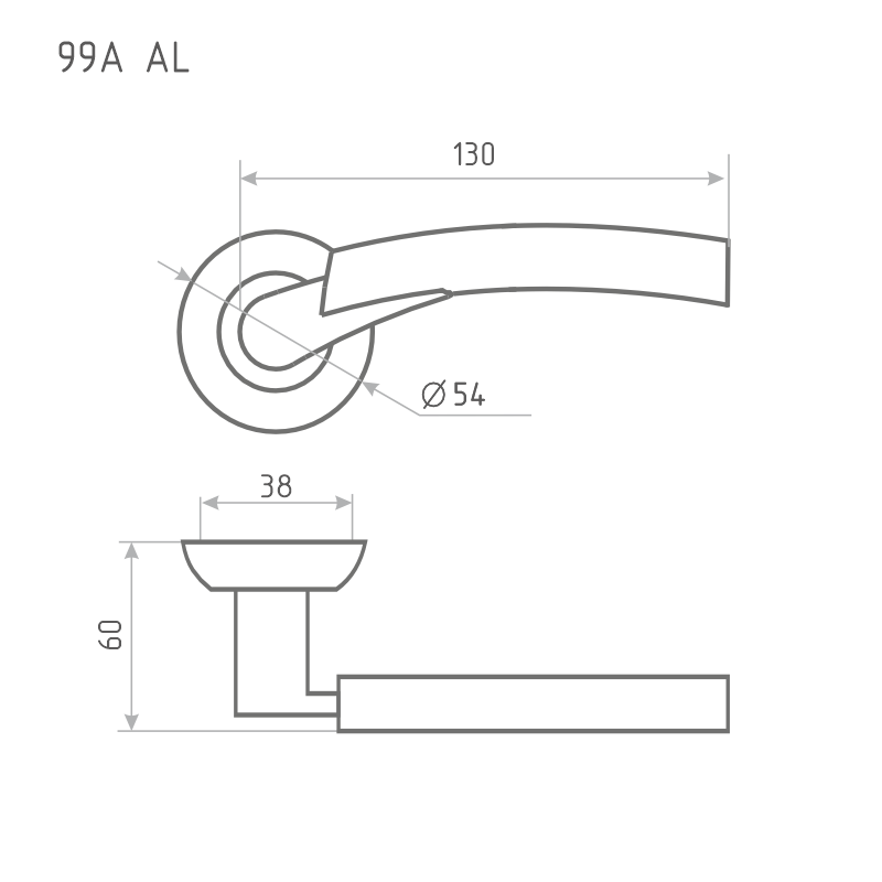 Схема Ручка дверная 99А AL цвет Золото Нора-М