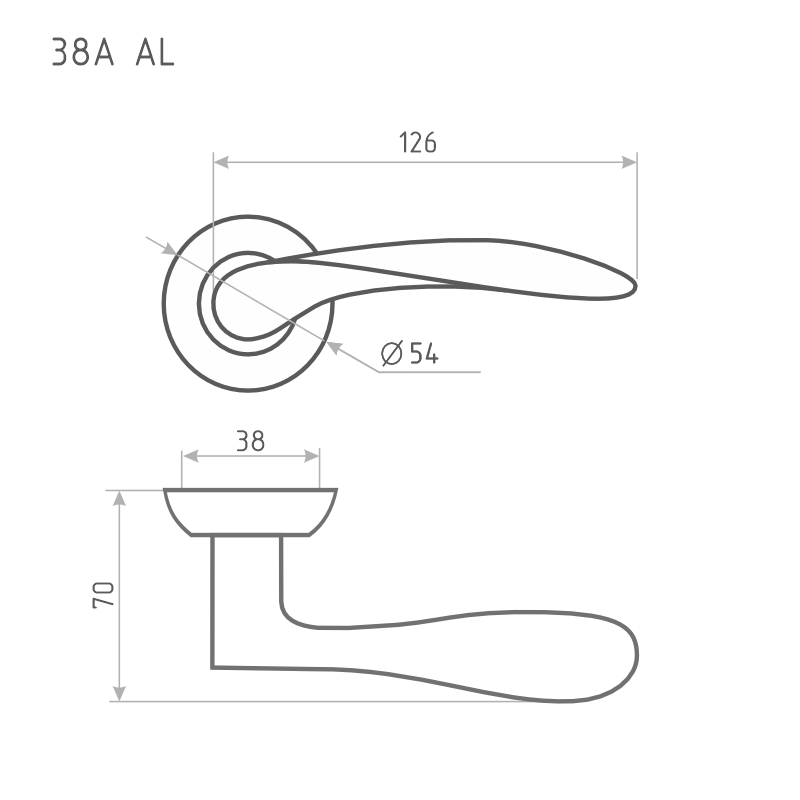 Схема Ручка дверная 38А цвет Золото Нора-М