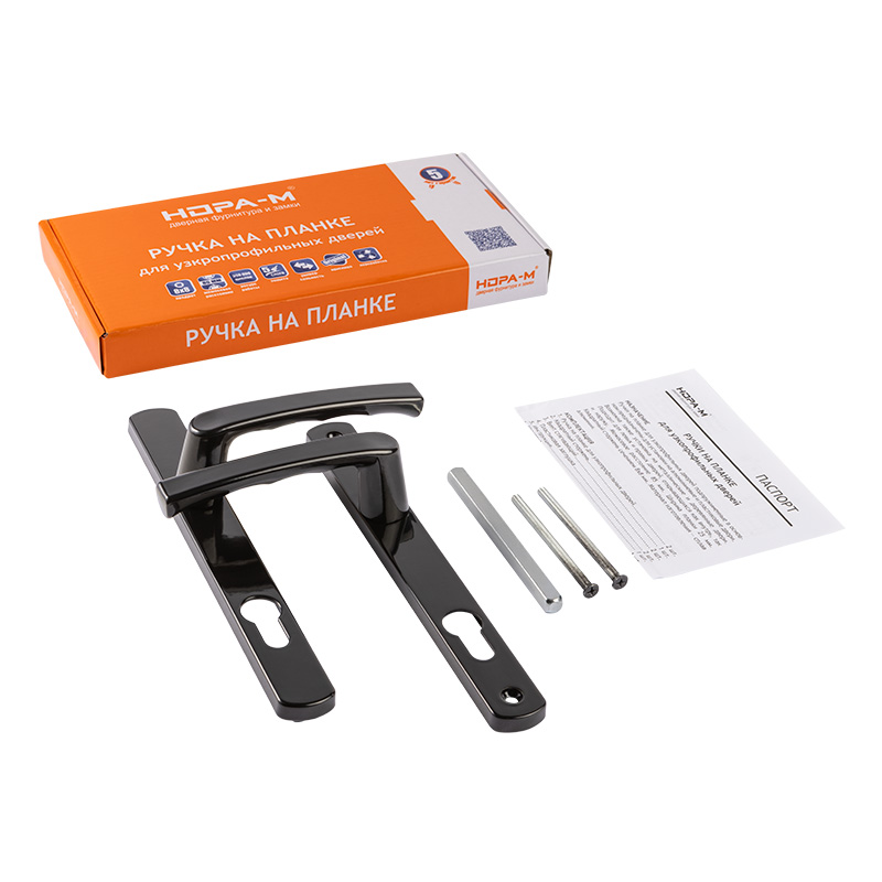 Комплектация и упаковка Ручки для узкопрофильных дверей РПУ 25-85 цвет Черный Нора-М