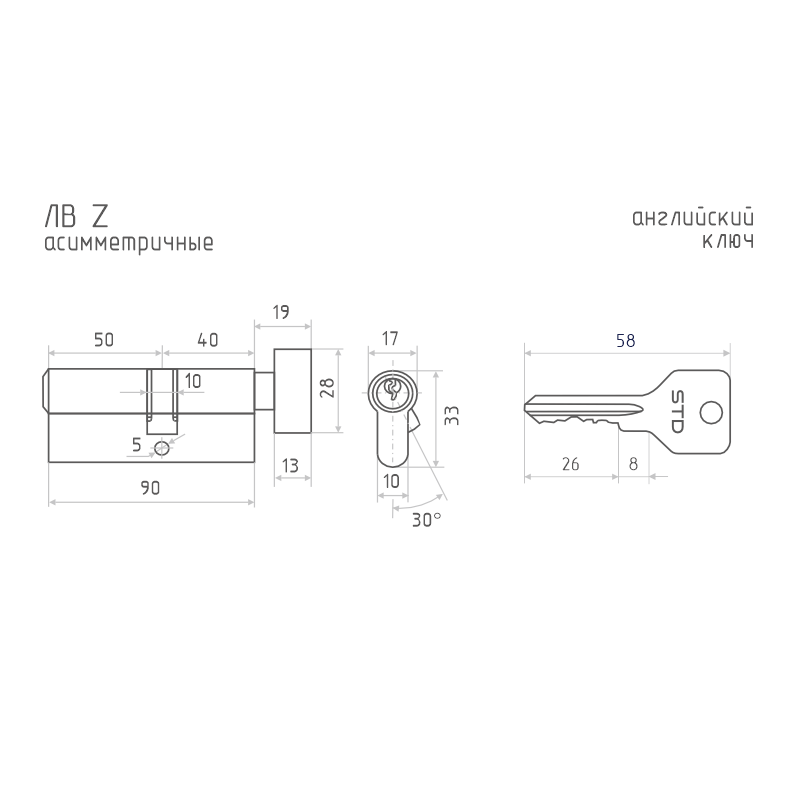 Схема Цилиндр STD Z ЛВ цвет Черный Нора-М