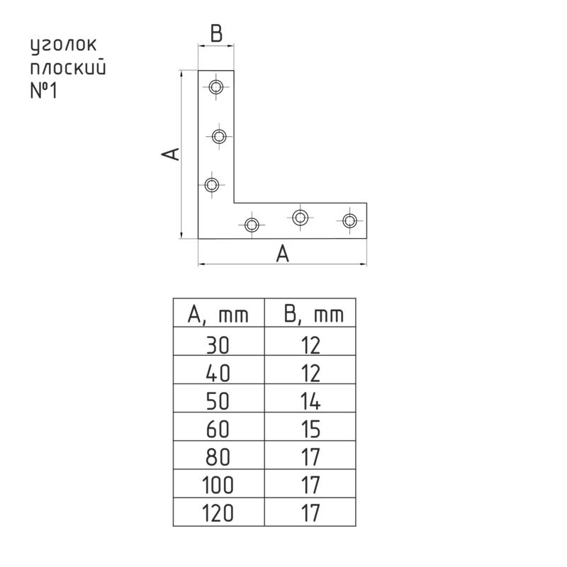 Схема Уголок плоский №1 С прямыми углами цвет Цинк Нора-М