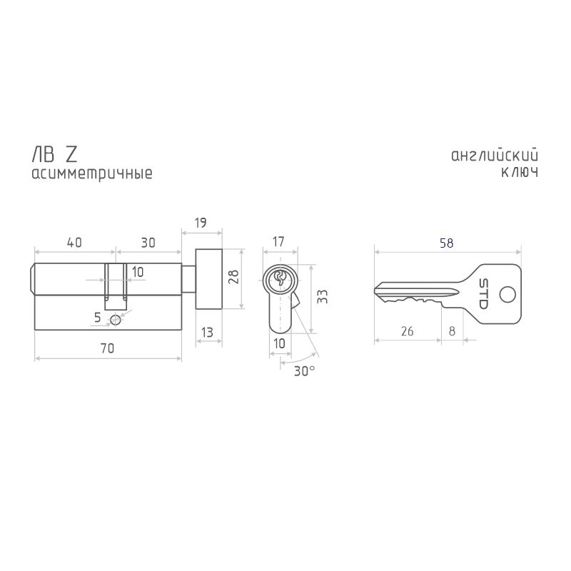 Схема Цилиндр STD Z ЛВ цвет Черный Нора-М