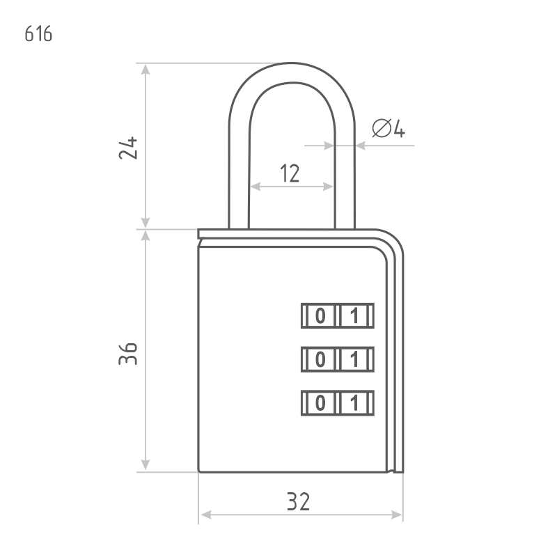 Схема Навесной кодовый замок 616 цвет Серебро Нора-М